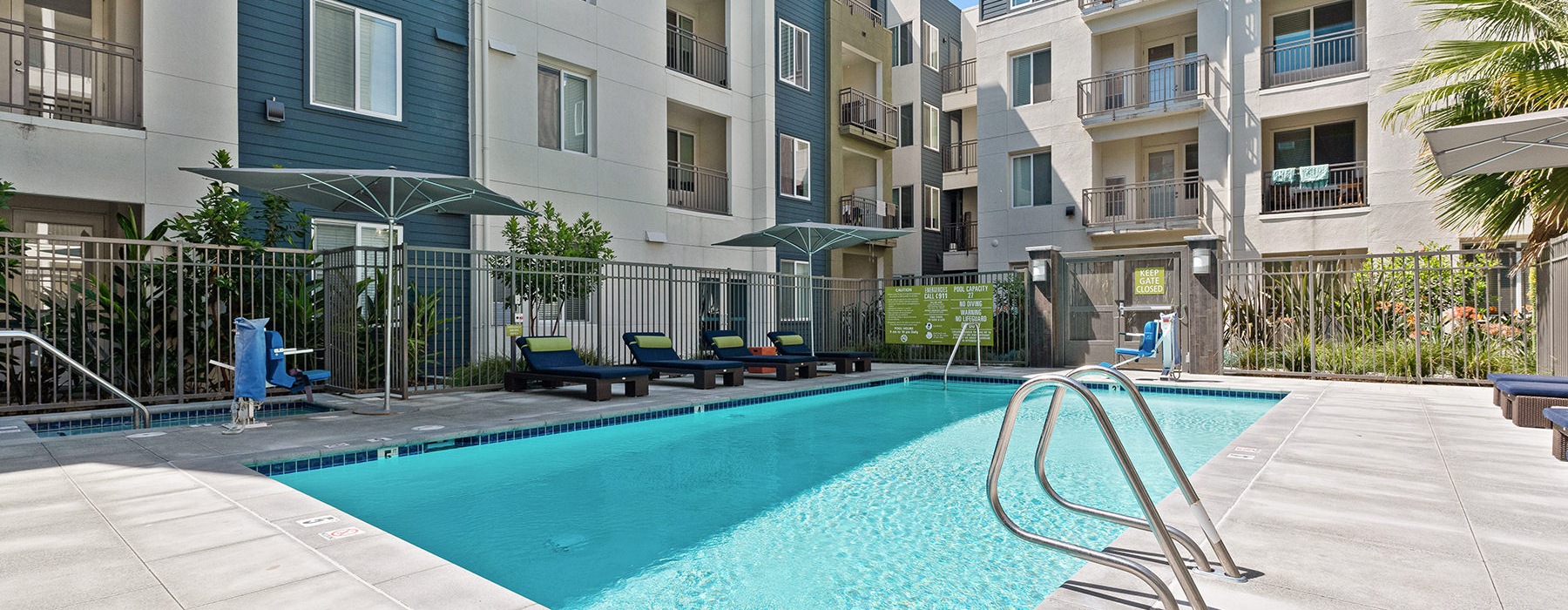 pool with lounge chairs